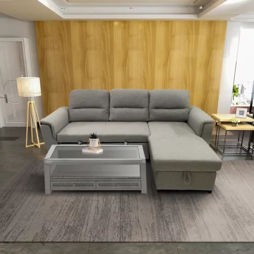 Mato Sectional Sofa Bed with Storage & Reversible Chaise - Light Grey