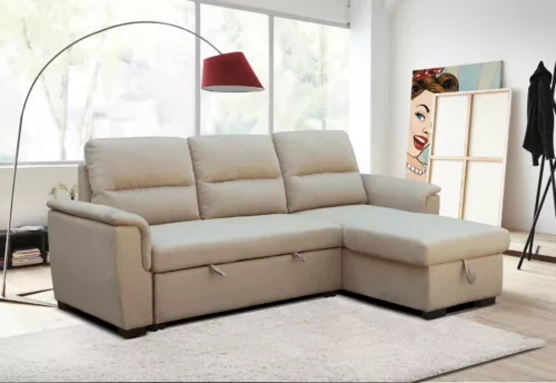 Mato Sectional Sofa Bed with Storage & Reversible Chaise - Beige