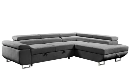 Tribeca Sleeper Sectional with Adjustable Headrests and Storage Chaise Charcoal