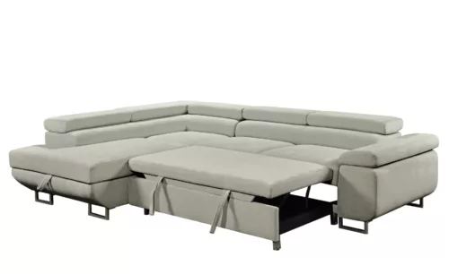 Tribeca Sleeper Sectional with Adjustable Headrests and Storage Chaise Cream